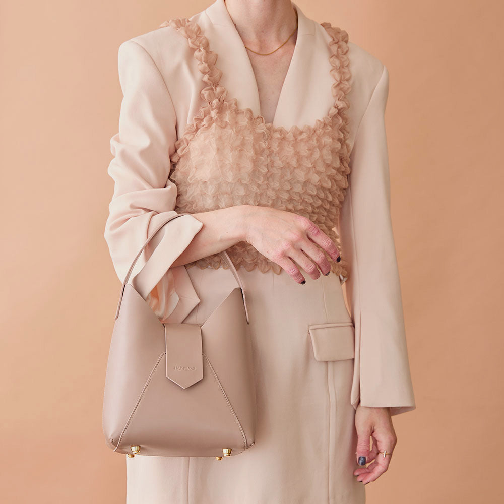 【Ha-1809-909 フェズ ワンハンドルバッグ】ローズグレー