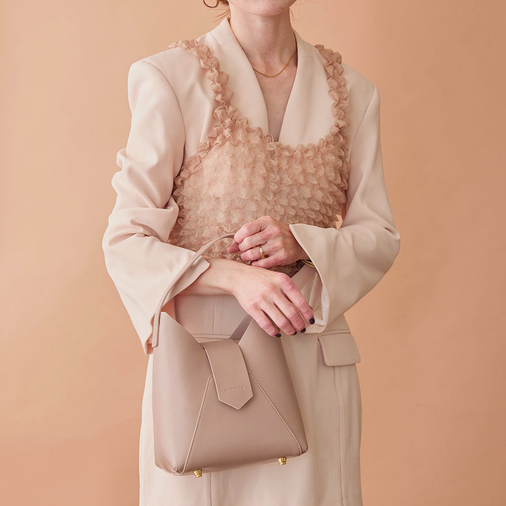 【Ha-1809-909 フェズ ワンハンドルバッグ】ローズグレー