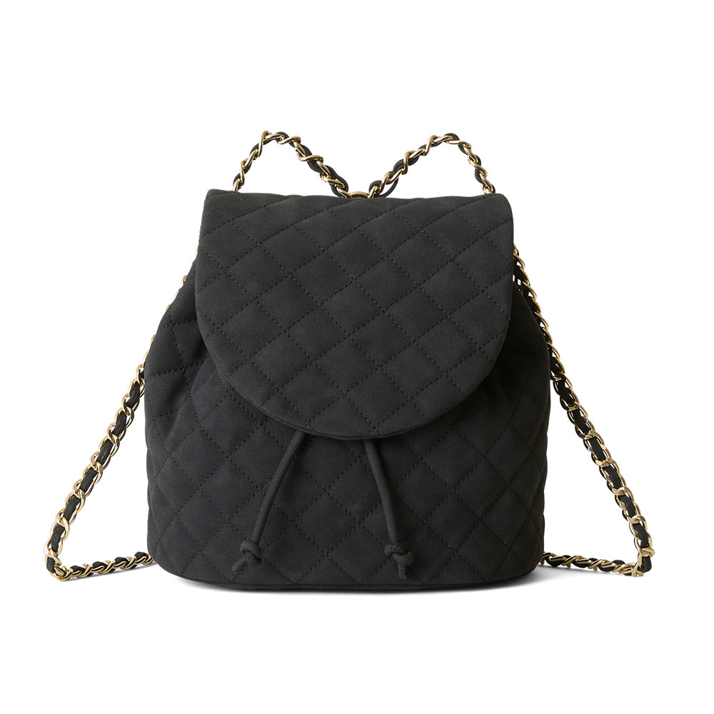 【Ha-2502-301 スエードキルティング ミニリュック】ブラック