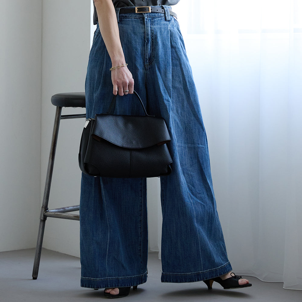 【MUR25006 フェミニンフラップ2WAYバッグ】ブラック